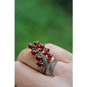 Stoneage Bordo Salkım Ayarlanabilir Kadın Yüzük