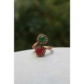 Stoneage Bronz Zümrüt Yakut Sarmaşık Ayarlanabilir Bayan Yüzük