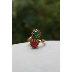 Stoneage Bronz Zümrüt Yakut Sarmaşık Ayarlanabilir Bayan Yüzük