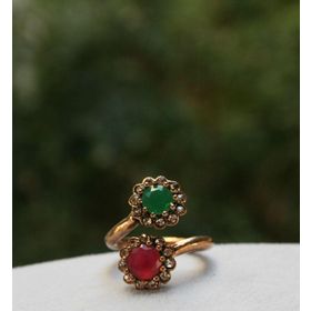 Stoneage Bronz Zümrüt Yakut Sarmaşık Ayarlanabilir Bayan Yüzük