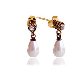 Stoneage Doğal Taş Beyaz Mini Damla İnci Küpe