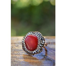 Stoneage F02619 Mercan Doğal Taşlı El Yapımı Yüzük