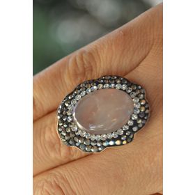 Stoneage F02620 Pembe Kuvars Doğal Taşlı El Yapımı Yüzük