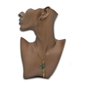 Stoneage F04207 Zümrüt Taşlı İkili Gül Goncası Kolye