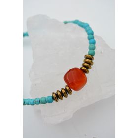Stoneage F04351 Akik ve Hematit Turkuaz Şifa Kolyesi