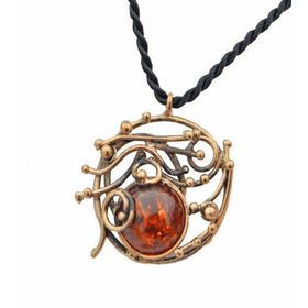 Stoneage F04410 Sıkma Kehribar Özel Tasarım Kolye