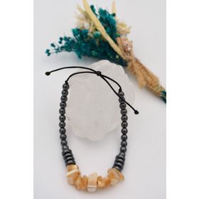 Stoneage Gerçek Sedef ve Hematit taşlı Metalsiz Şifa Bilekliği