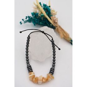 Stoneage Gerçek Sedef ve Hematit taşlı Metalsiz Şifa Bilekliği