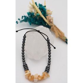 Stoneage Gerçek Sedef ve Hematit taşlı Metalsiz Şifa Bilekliği