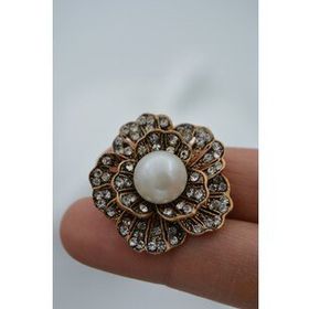 Stoneage İncili Açelya Çiçeği Madeni Bronz Broş
