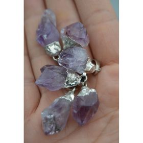 Stoneage İpek Kordon Ametist Kırma Kolye Ucu