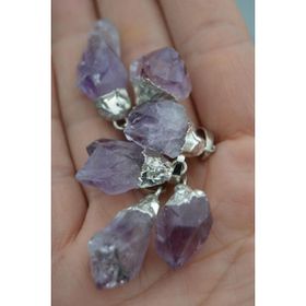 Stoneage İpek Kordon Ametist Kırma Kolye Ucu