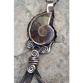 Stoneage Jewellery Amonit Fosili Doğal Taş Tasarım Bayan Kolye