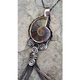 Stoneage Jewellery Amonit Fosili Doğal Taş Tasarım Bayan Kolye