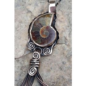 Stoneage Jewellery Amonit Fosili Doğal Taş Tasarım Bayan Kolye