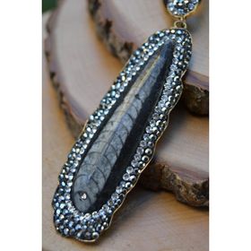 Stoneage Jewellery Balık Fosili Doğal Taş El Yapımı Bayan Kolye