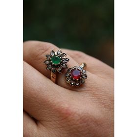 Stoneage Jewellery Çift Çiçek Bronz Yüzük