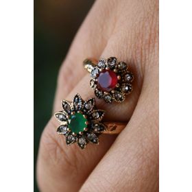 Stoneage Jewellery Çift Çiçek Bronz Yüzük