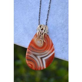 Stoneage Jewellery Dantelli Akik Doğal Taş Kolye