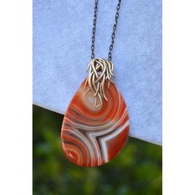 Stoneage Jewellery Dantelli Akik Doğal Taş Kolye