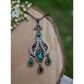 Stoneage Jewellery Kök Yakut Kök Zümrüt Otantik Bayan Kolye