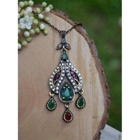 Stoneage Jewellery Kök Yakut Kök Zümrüt Otantik Bayan Kolye