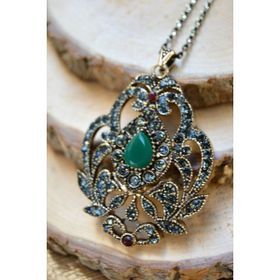 Stoneage Jewellery Kök Zümrüt Taşlı Otantik Kadın Kolye
