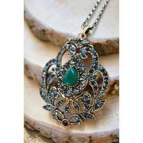 Stoneage Jewellery Kök Zümrüt Taşlı Otantik Kadın Kolye