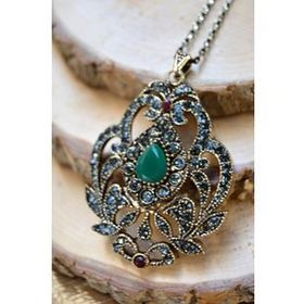 Stoneage Jewellery Kök Zümrüt Taşlı Otantik Kadın Kolye