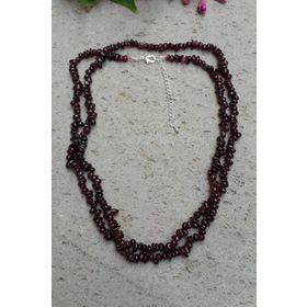 Stoneage Jewellery Lal Doğal Taş Çift Sıra Bayan Uzun Kolye