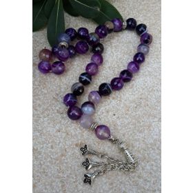 Stoneage Jewellery Mor Akik Güç Doğal Taş Tesbih