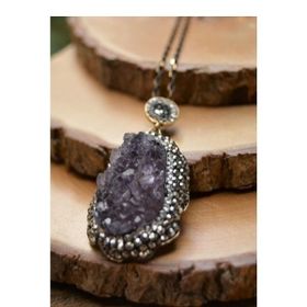 Stoneage Jewellery Özel Tasarım Ametist Doğal Taş Bayan Kolye