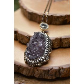 Stoneage Jewellery Özel Tasarım Ametist Doğal Taş Bayan Kolye