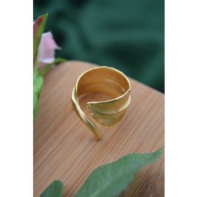 Stoneage Kaliteli Altın Kaplama Yaprak Form Ayarlanabilir Yüzük