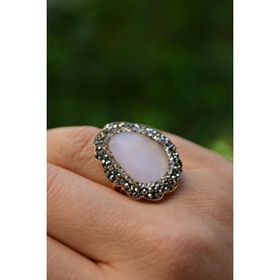 Stoneage Kedi Gözü Açık Pembe Ayarlanabilir Yüzük