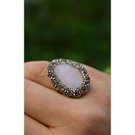 Stoneage Kedi Gözü Açık Pembe Ayarlanabilir Yüzük