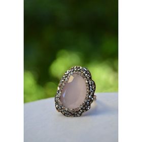 Stoneage Kedi Gözü Açık Pembe Ayarlanabilir Yüzük