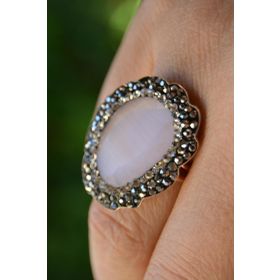 Stoneage Kedi Gözü Açık Pembe Ayarlanabilir Yüzük