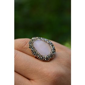 Stoneage Kedi Gözü Açık Pembe Ayarlanabilir Yüzük