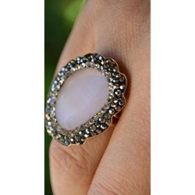 Stoneage Kedi Gözü Açık Pembe Ayarlanabilir Yüzük