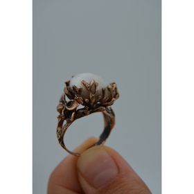 Stoneage Madeni Bronz Ayarlanabilir Barok İnci Bayan Yüzük