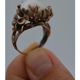 Stoneage Madeni Bronz Ayarlanabilir Barok İnci Bayan Yüzük