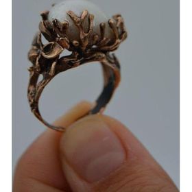 Stoneage Madeni Bronz Ayarlanabilir Barok İnci Bayan Yüzük