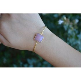Stoneage Pembe Kuvars Altın Kaplama Bayan Bileklik