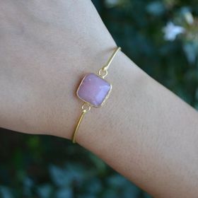 Stoneage Pembe Kuvars Altın Kaplama Bayan Bileklik