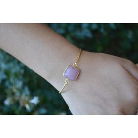 Stoneage Pembe Kuvars Altın Kaplama Bayan Bileklik