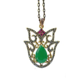 Stoneage RF03334 Jewellery Kök Zümrüt Otantik Kolye