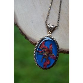 Stoneage RF03379 Gerçek Kuru Çiçekli ve Zincir Hediyeli Kolye