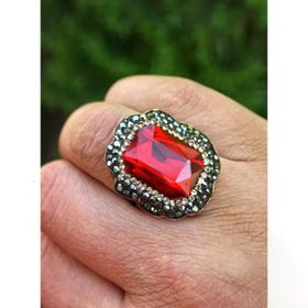 Stoneage RF03772 Kristal Kırmızı Taşlı El Yapımı Ayarlanabilir Yüzük