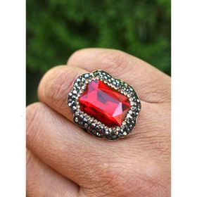 Stoneage RF03772 Kristal Kırmızı Taşlı El Yapımı Ayarlanabilir Yüzük